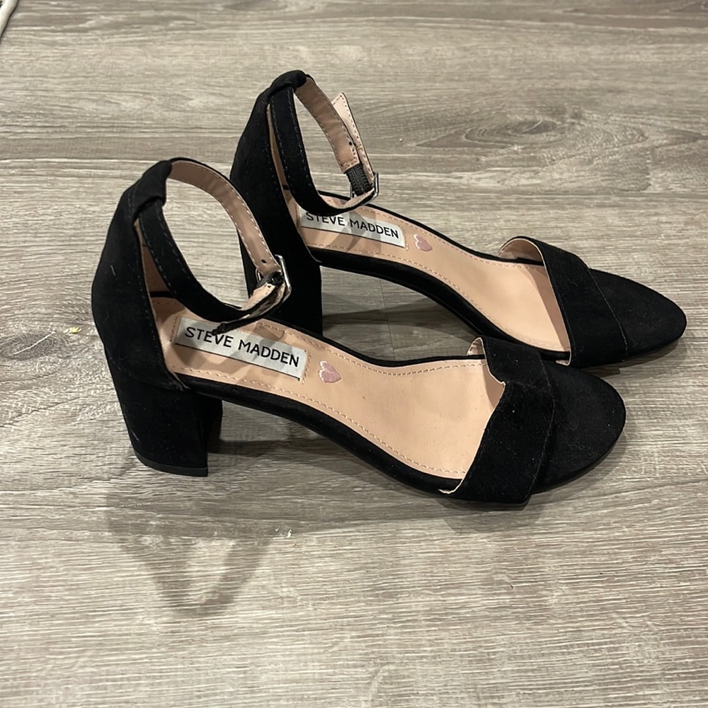 Girls steve madden heels black suede